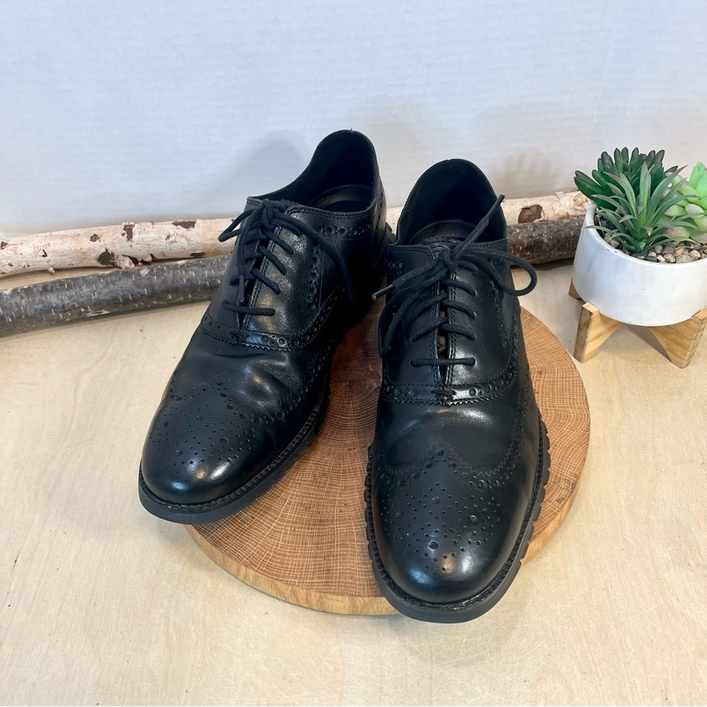 Cole Haan Men's ZERØGRAND C20719 Wingtip Oxfords in black leather. Size 13